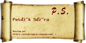 Peták Sára névjegykártya