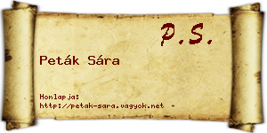 Peták Sára névjegykártya